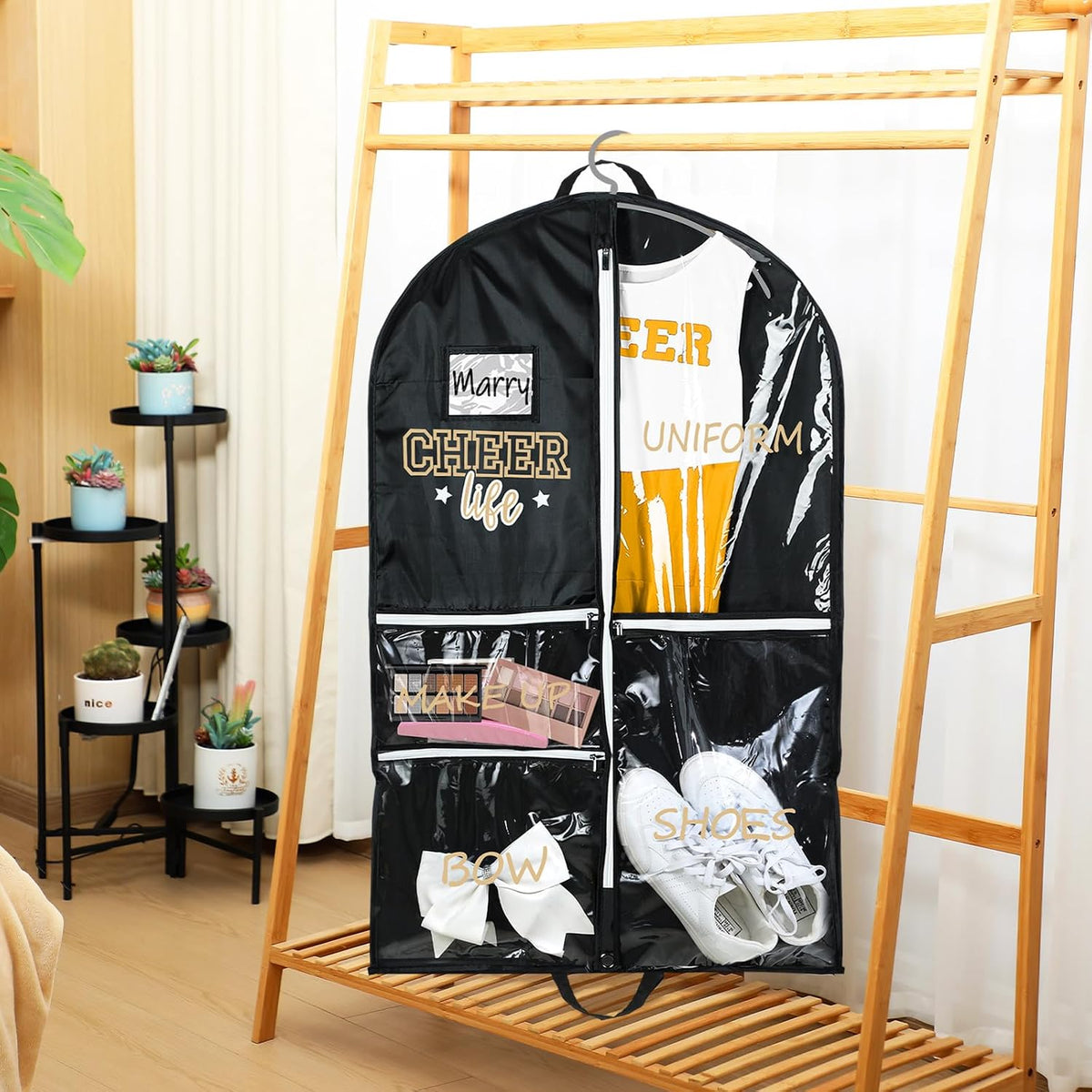 Blushtier 40" Cheer Uniform Garment Bag Cheerleading, Black,Gold