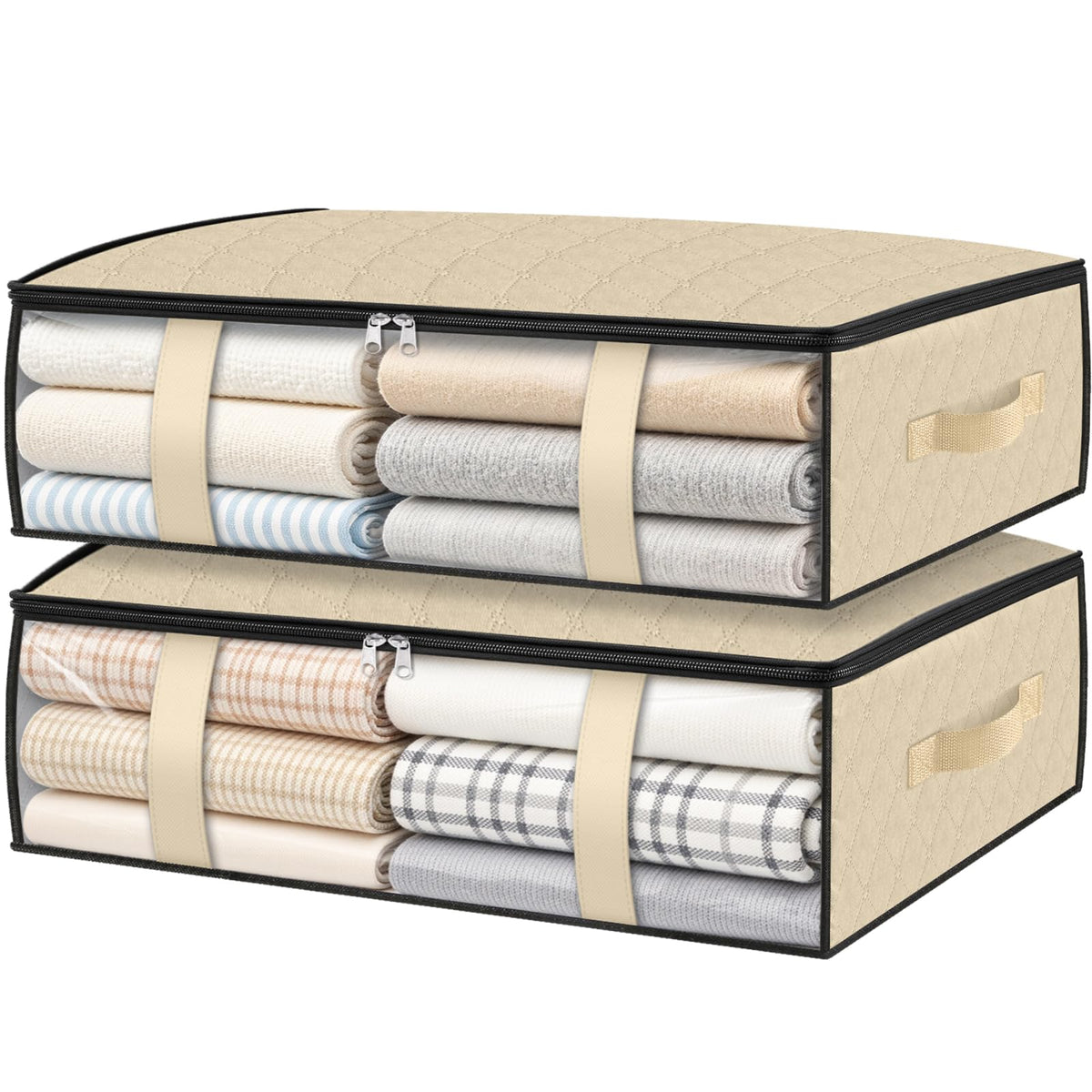 3 Pack Storage Bags, 40L Clothes Storage Containers, Foldable Storage Bins