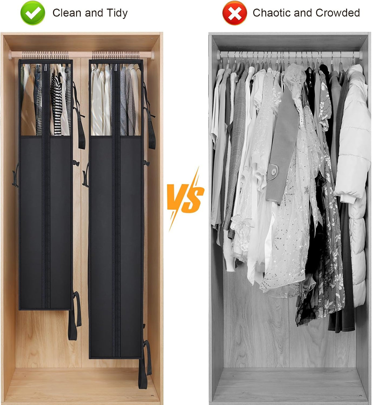 Univivi Garment Bag for Moving, Heavy Duty Suit Bag, 60 Inch, Set of 1