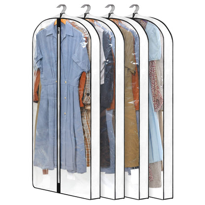 40" Clear Garment Bags for Hanging Clothes, 4" Gusseted Suit Bags for Closet Storage, Hanging Clothes Storage Suit Cover Bags with Zipper for Coats, Jackets, Shirts, 4 Packs