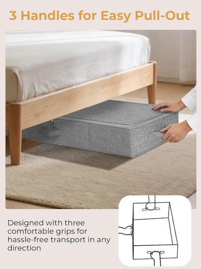 punemi 6.7 in Tall Sturdy Under Bed Storage Containers with Lid, 2Pack,Gray