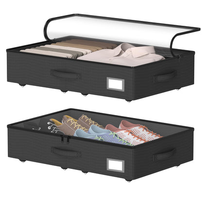 EE-RoomWorld Under Bed Storage with Wheels, 12 inches height，Beige
