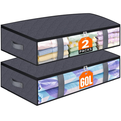 TasticTotes 4 Pack Under Bed Storage Containers, 60L Blanket Storage Bags