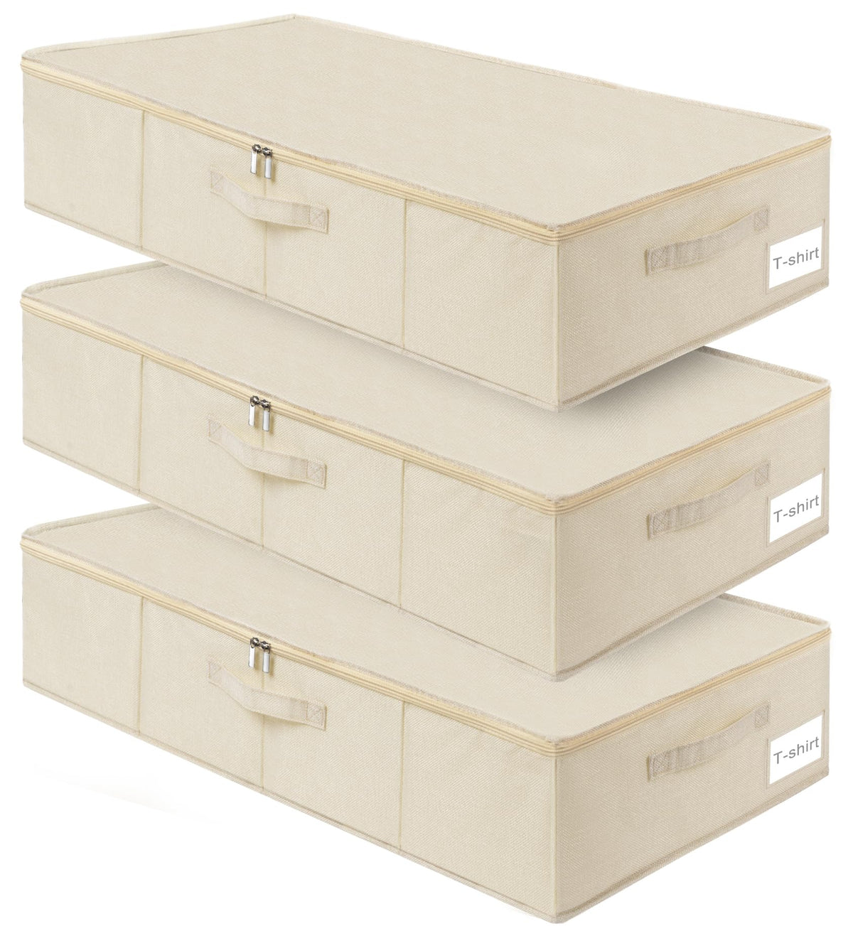 punemi 3 inch High Soft Low Profile Under Bed Storage Bins, 2 Pack, Grey