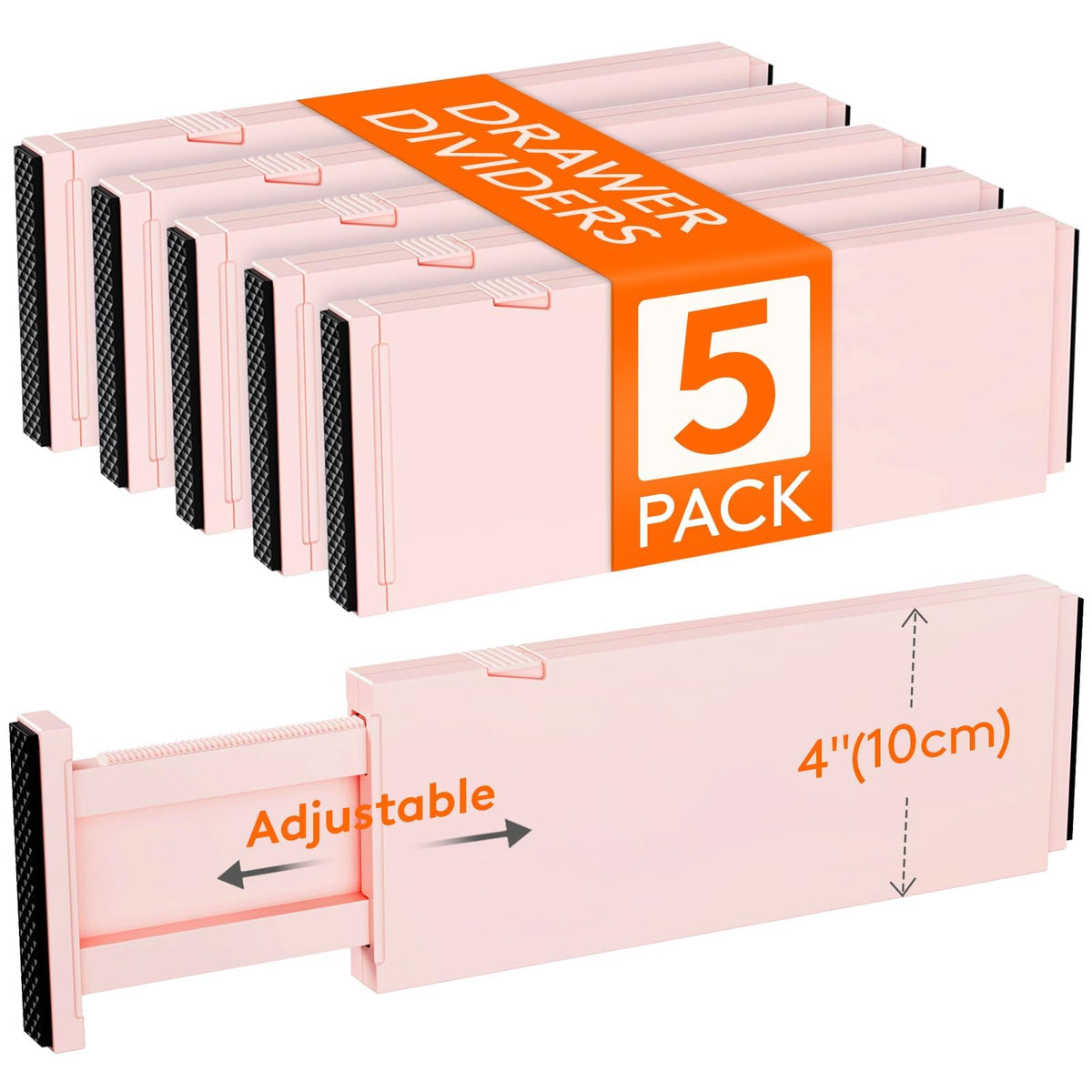 Lifewit 4" High Upgrade Drawer Divider, Adjustable Drawer Organizer Clothes