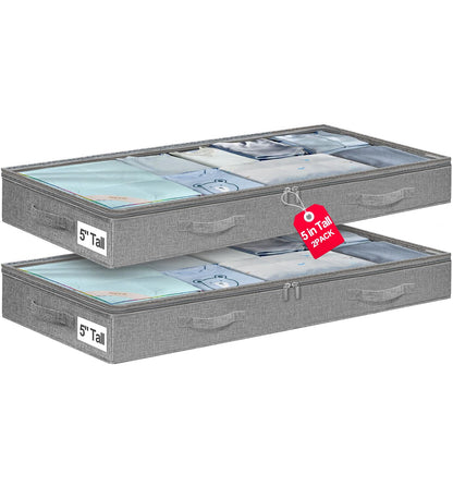 punemi 6.7 in Sturdy Under Bed Clothes Storage Containers, 2Pack, Black