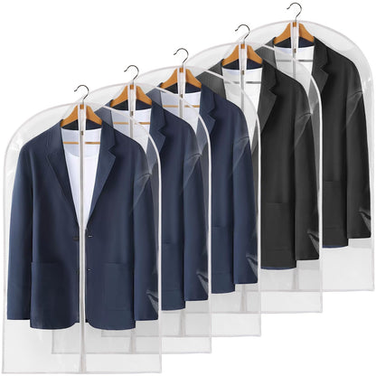 40" All Clear Garment Bags for Hanging Clothes, 12 Packs Suit Bags for Closet Storage, Plastic Waterproof Suit Cover Bags with Zipper for Coats, Jackets, Shirts (Set of 12)