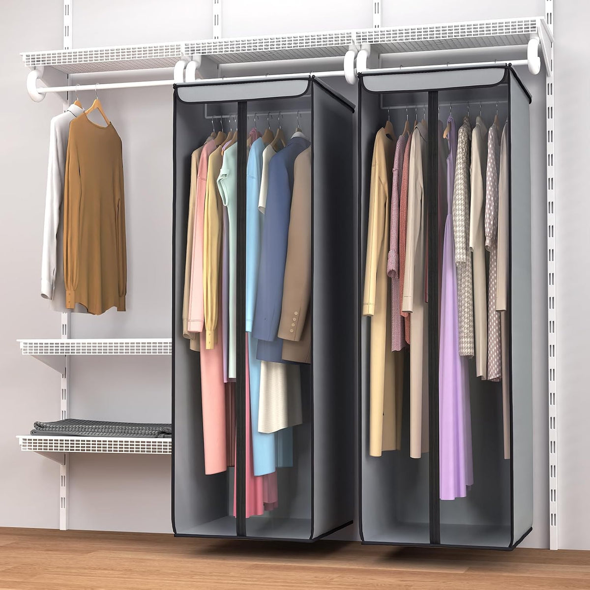 Univivi Garment Bags for Hanging Clothes, Cloth Bag 54 In, 1 PCS, Grey
