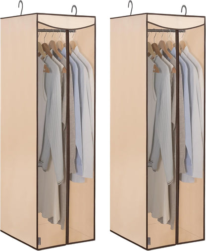 STORAGE MANIAC Garment Bags for Hanging Clothes, 57-Inch, Beige, 2-Pack