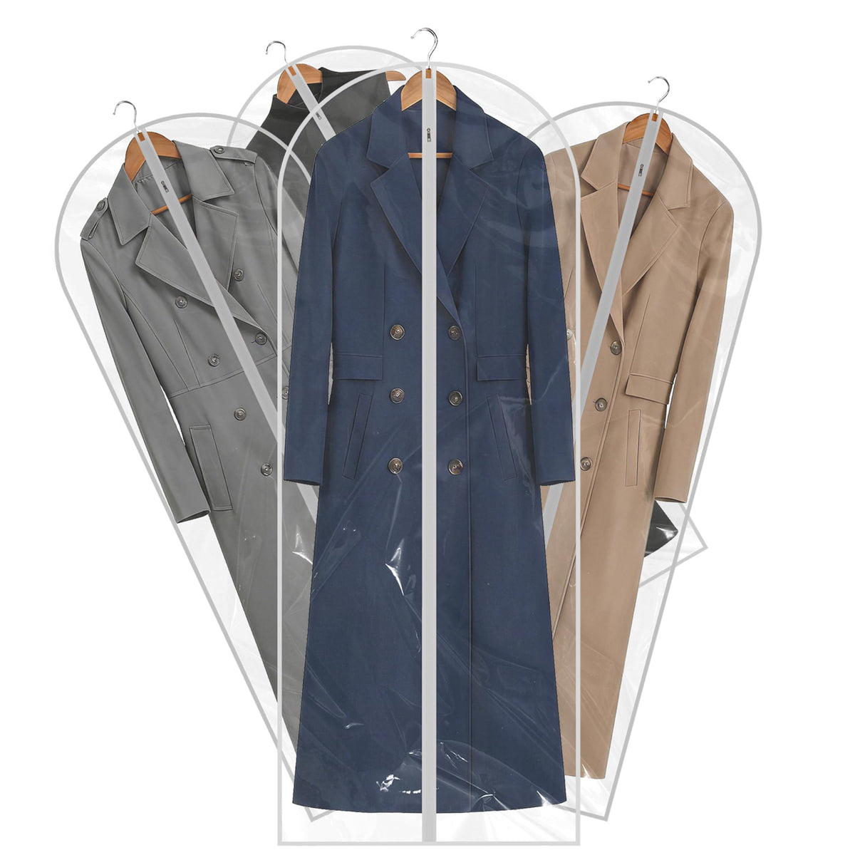 36” All Clear Garment Bags for Women Suit Bags - PEVA Waterproof Suit Cover with Zipper for,Hanging Clothes, Coats - Durable Dresser for Closet Storage, Dustproof & Moisture Resistant - 36”/12 Pack
