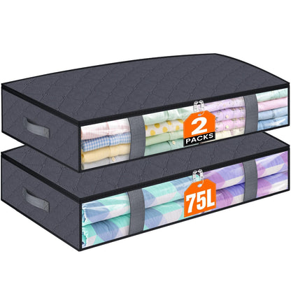 TasticTotes 4 Pack Under Bed Storage Containers, 60L Blanket Storage Bags