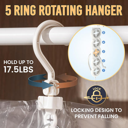 TAILI Hanging Vacuum Storage Bags for Clothes Space Saver 4 Combo Clear