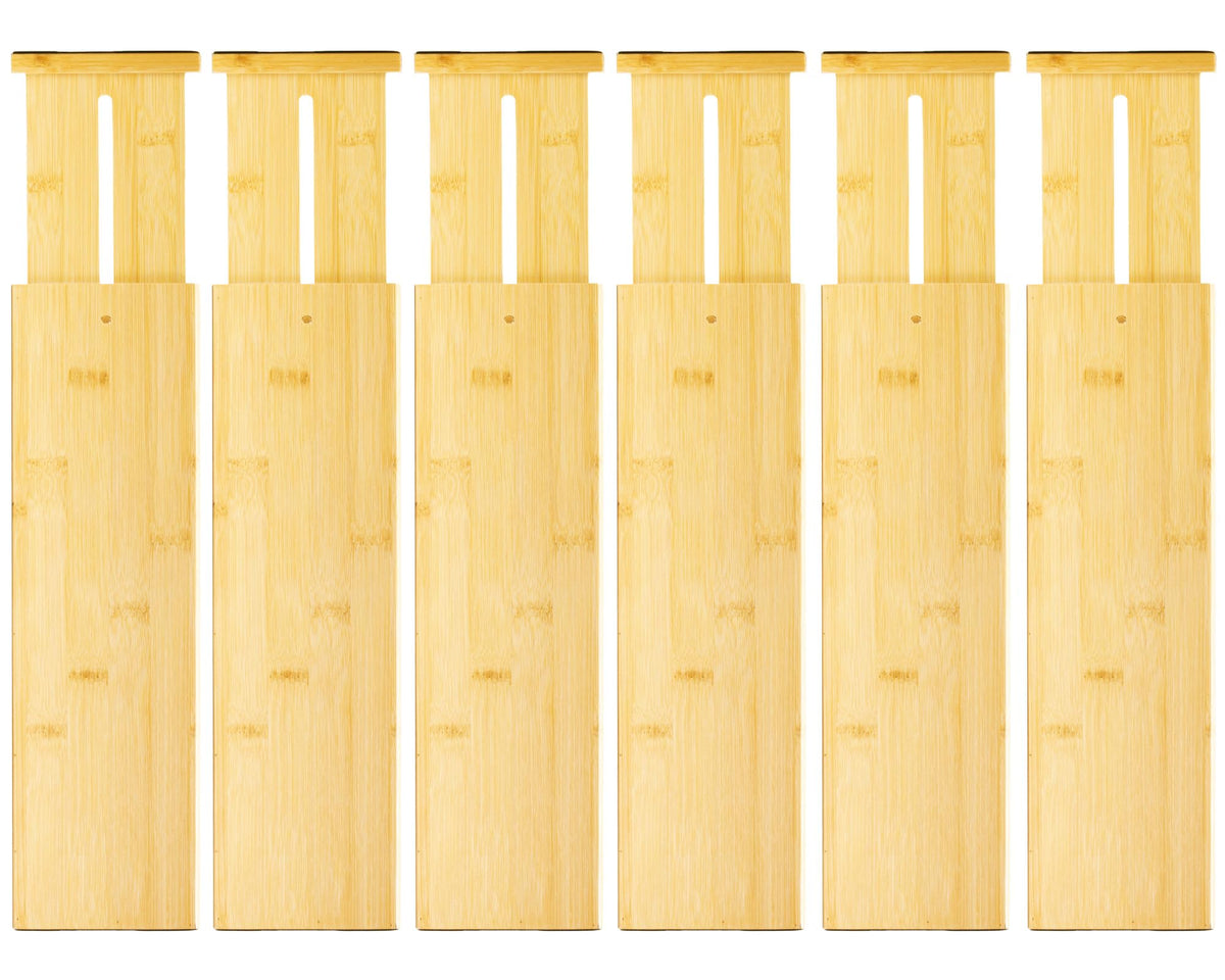 VaeFae 3 Pack Bamboo Drawer Dividers, 4" High Adjustable 11.9-17.1" Clothes Drawer Organizers, Expandable Separators for Bedroom/Bathroom/Kitchen/Office Storage