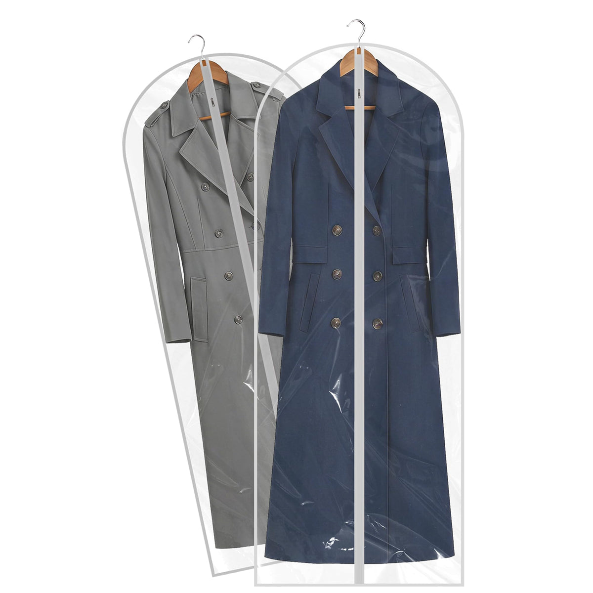 36” All Clear Garment Bags for Women Suit Bags - PEVA Waterproof Suit Cover with Zipper for,Hanging Clothes, Coats - Durable Dresser for Closet Storage, Dustproof & Moisture Resistant - 36”/12 Pack