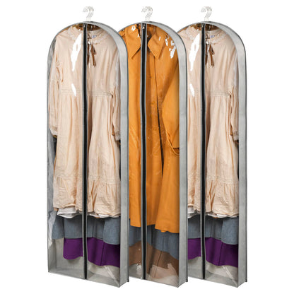 3 Pack 60" Long Garment Bags for Hanging Clothes Storage