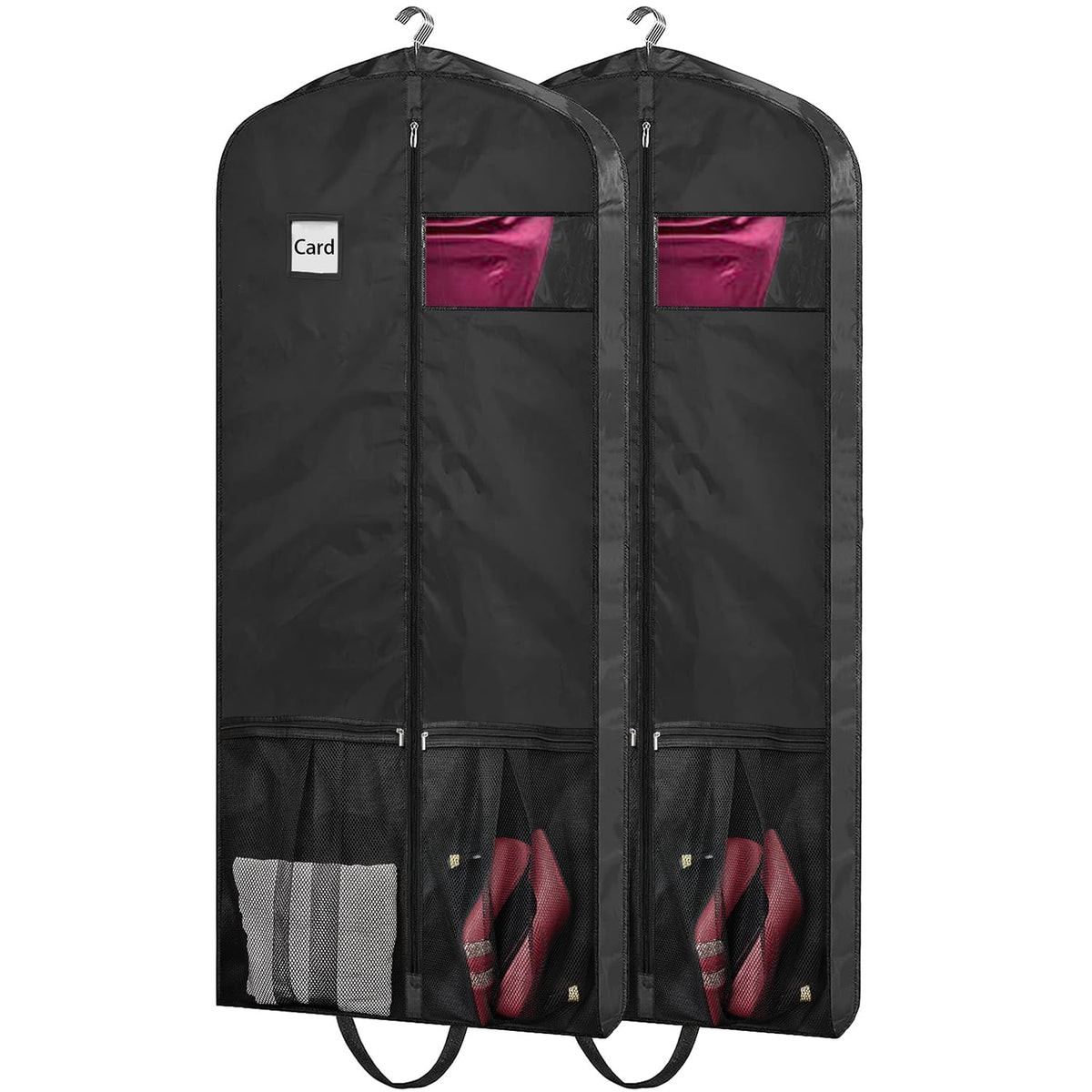 43" Heavy Duty Garment Bags for Travel 6.5" Gusseted Suit Bags for Closet Storage 2 Handles Hanging Clothes Bag with Pocket Mens Suit Cover for Shirts, Coats, Dresses, Suit Holder, 2 Pack