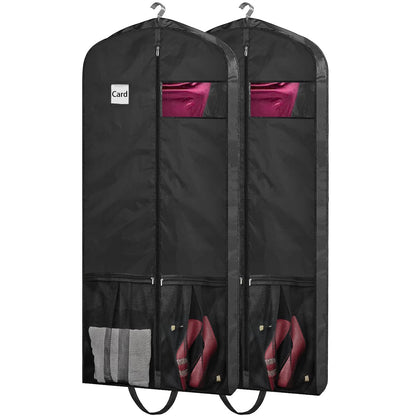 43" Heavy Duty Garment Bags for Travel 6.5" Gusseted Suit Bags for Closet Storage 2 Handles Hanging Clothes Bag with Pocket Mens Suit Cover for Shirts, Coats, Dresses, Suit Holder, 2 Pack