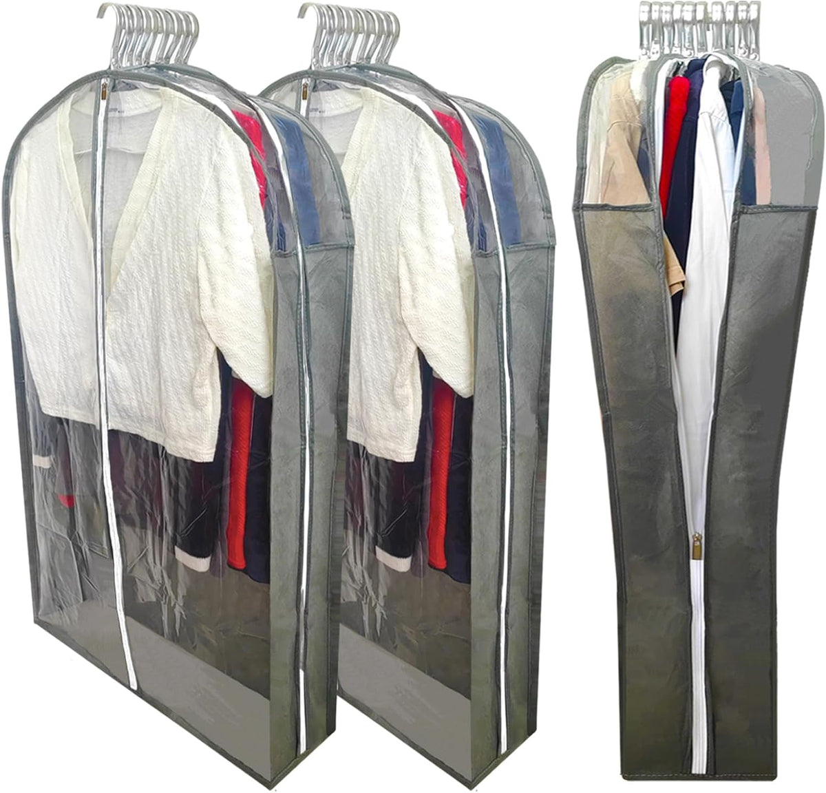 6.3" Gusseted Clear Suit Garment Bags for Storage Hanging Clothes