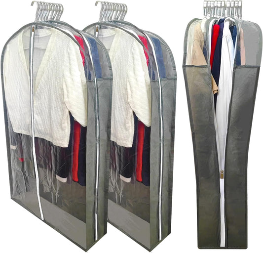 6.3" Gusseted Clear Suit Garment Bags for Storage Hanging Clothes