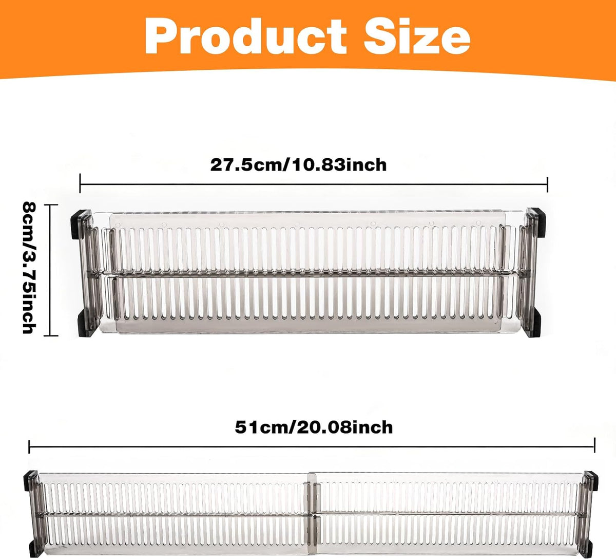 12 Pack Drawer Dividers for Clothes, 3.75" High, 10.83-20.08'' Adjustable