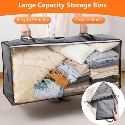 90L Under Bed Storage Containers,4-Pack Closet Organizer Storage Bins ,Grey