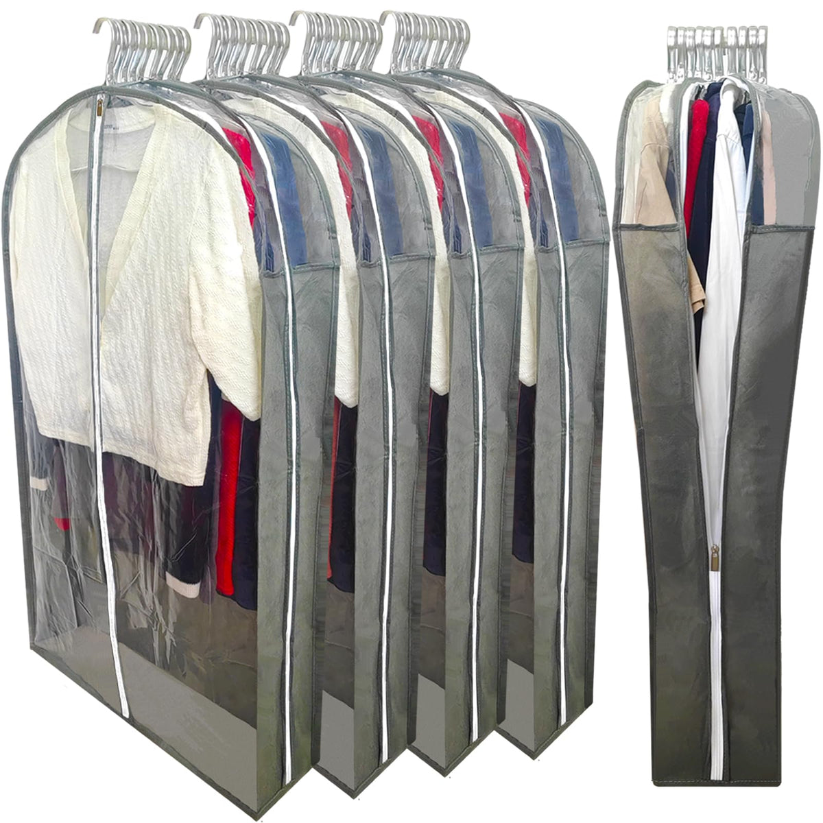 6.3" Gusseted Clear Suit Garment Bags for Storage Hanging Clothes