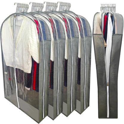 6.3" Gusseted Clear Suit Garment Bags for Storage Hanging Clothes
