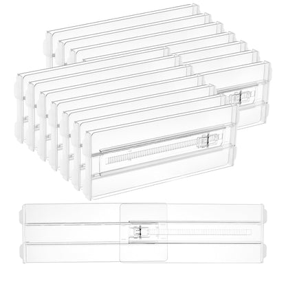 Vtopmart 12 Pack Drawer Dividers for Clothes, 4" High 10.2"-16.5" Adjustable Expandable Dresser Drawer Organizer, Clear Plastic Separators for Dresser, Baby Clothing, Underwear, Cosmetic, Toiletries