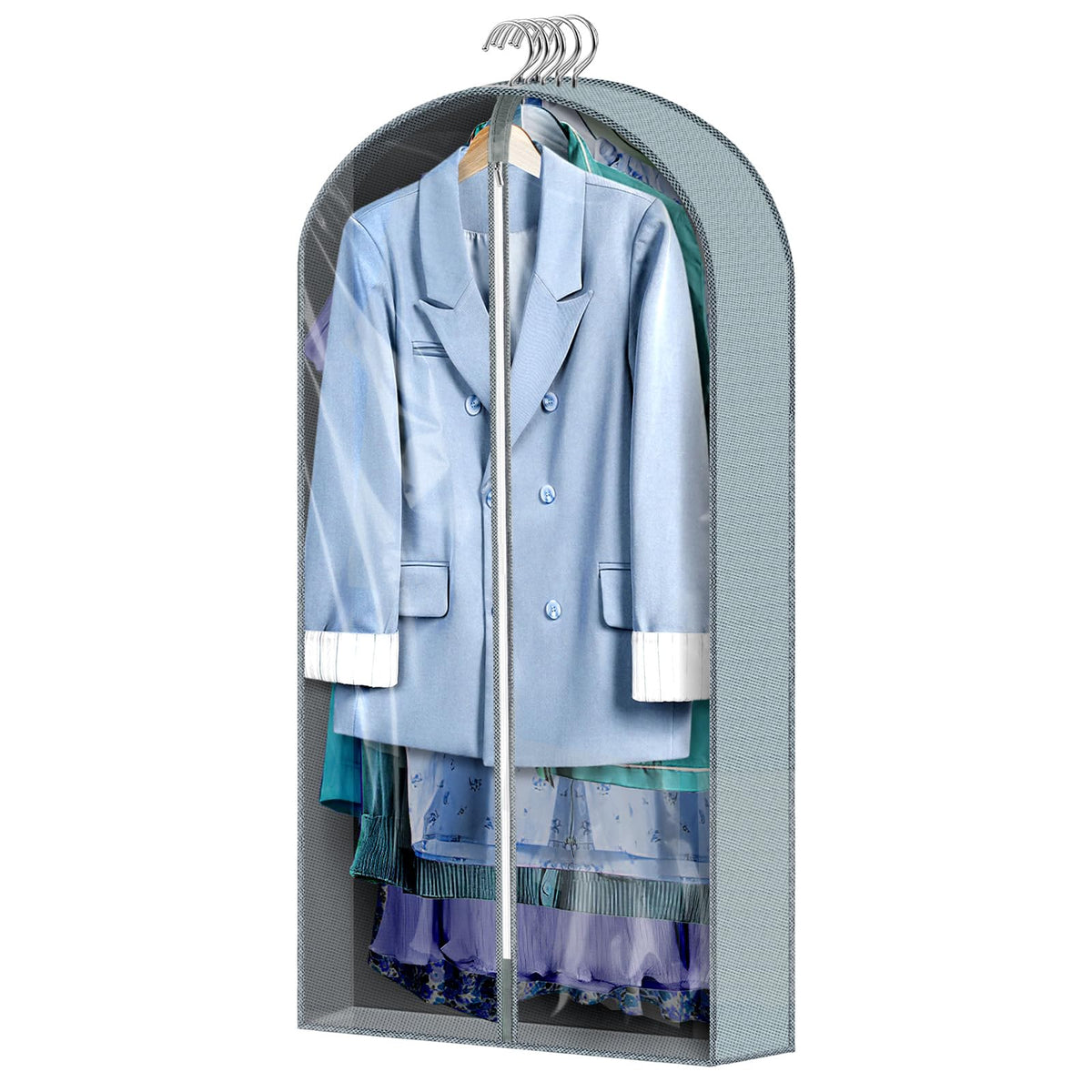 6 pcs 40" Garment Bags for Hanging Clothes, Clear Suit Bags for Closet Storage Clothing Storage, Garment Bags for Travel Covers with 4" Gussets for Coats, Jackets, Shirts and Sweater