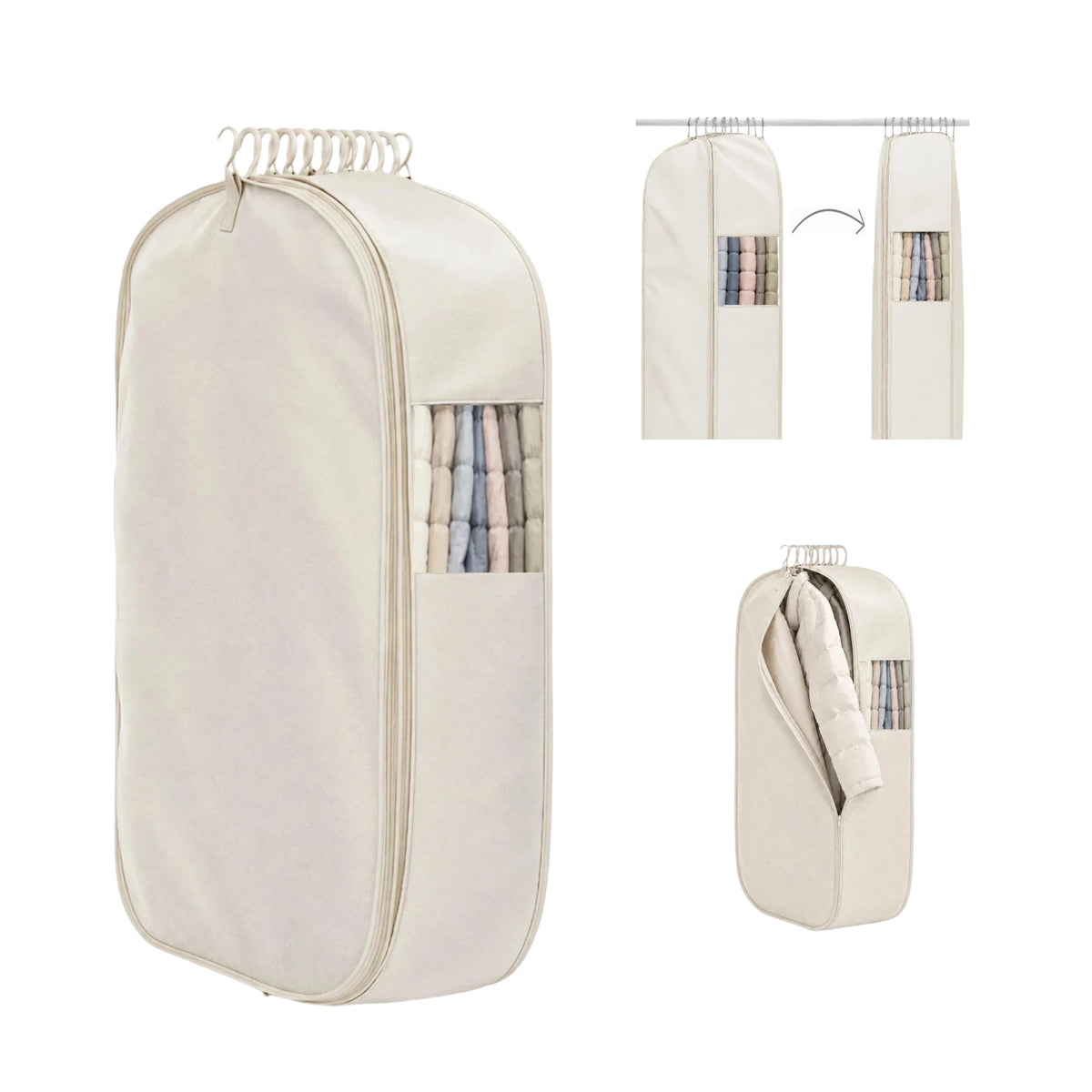Space Saving Hanging Compression Garment Bag for Coats & Jackets