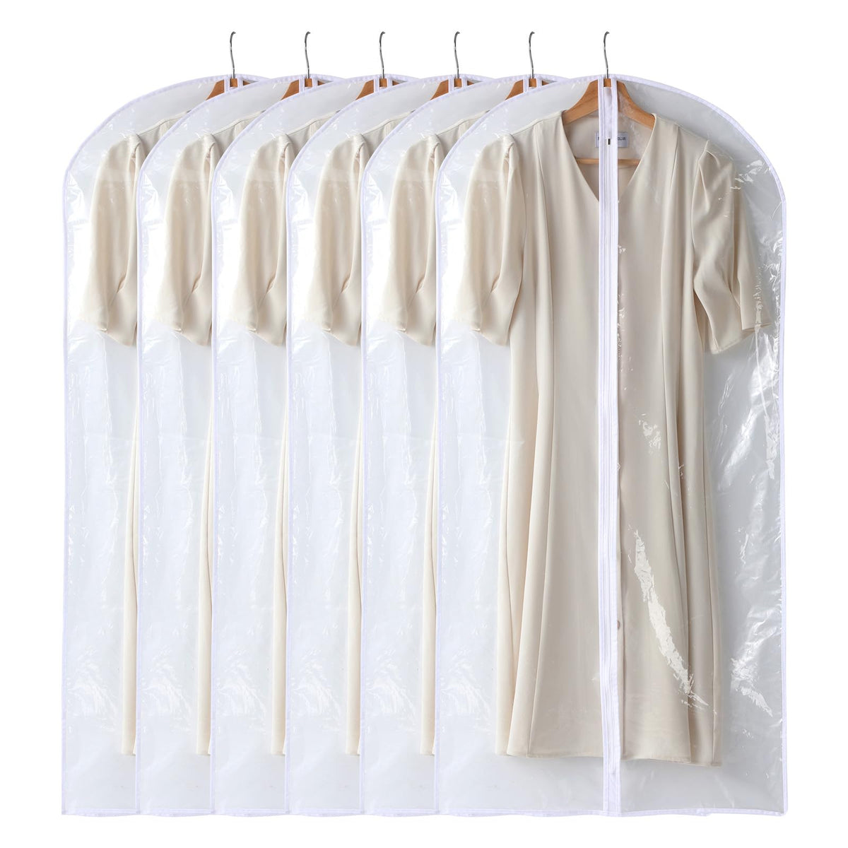 All Clear Garment Bags for Hanging Clothes, 40" Suit Bags for Closet Storage, Plastic Dustproof Suit Cover Bags, Clothes Protectors Bag with zipper for Coats, Jackets, Shirts（10 Packs）