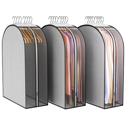 Liuoud 10" Gusseted Garment Bags for Hanging Clothes, 40", 3 Pack
