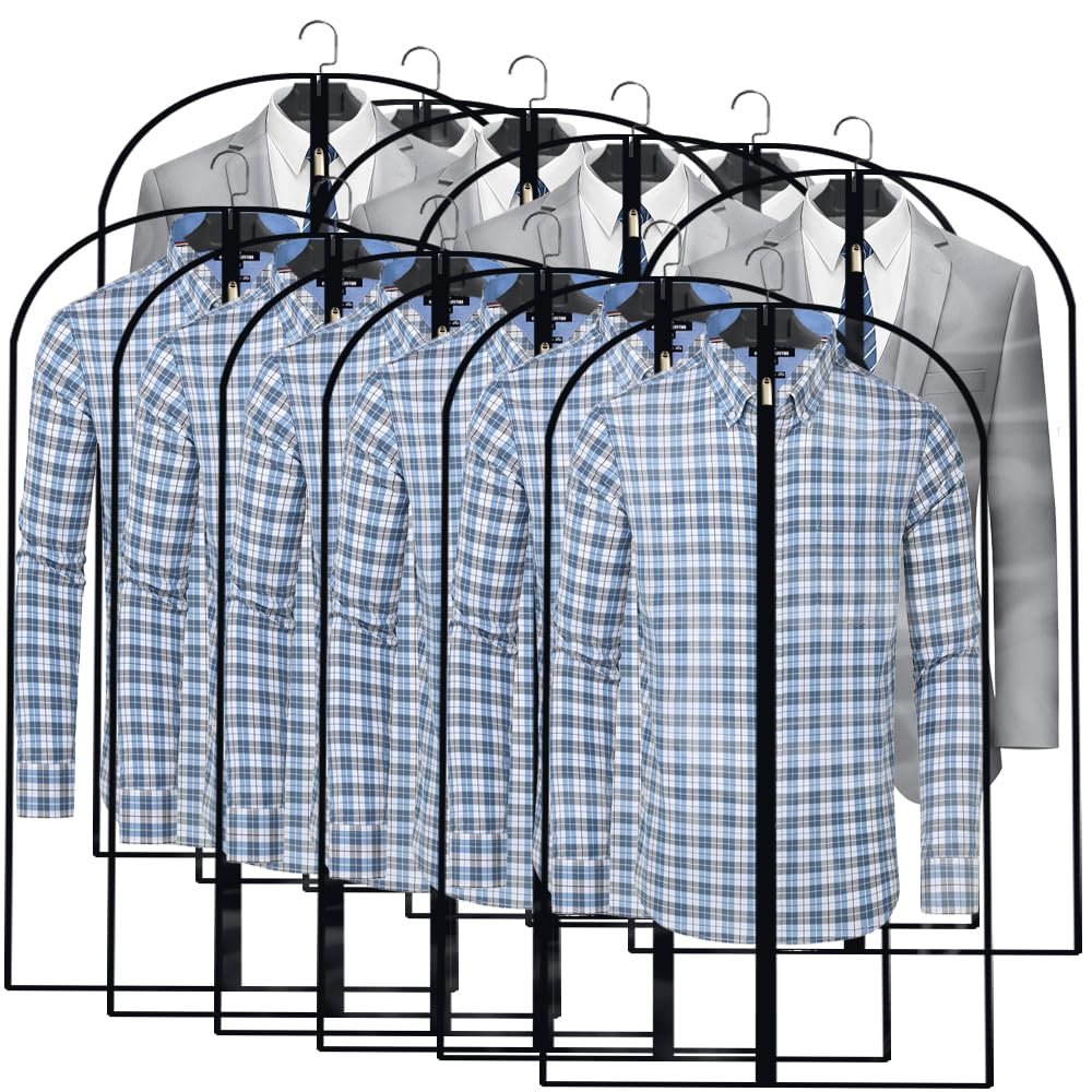 Garment Bags for Hanging Clothes 12 PCS Transparent Waterproof Dustproof Storage for Wardrobe Storage Suit Covers for Closet Cloth Cover Washable Clear Reuse Full Zipper for Suits Gowns 24''x40''