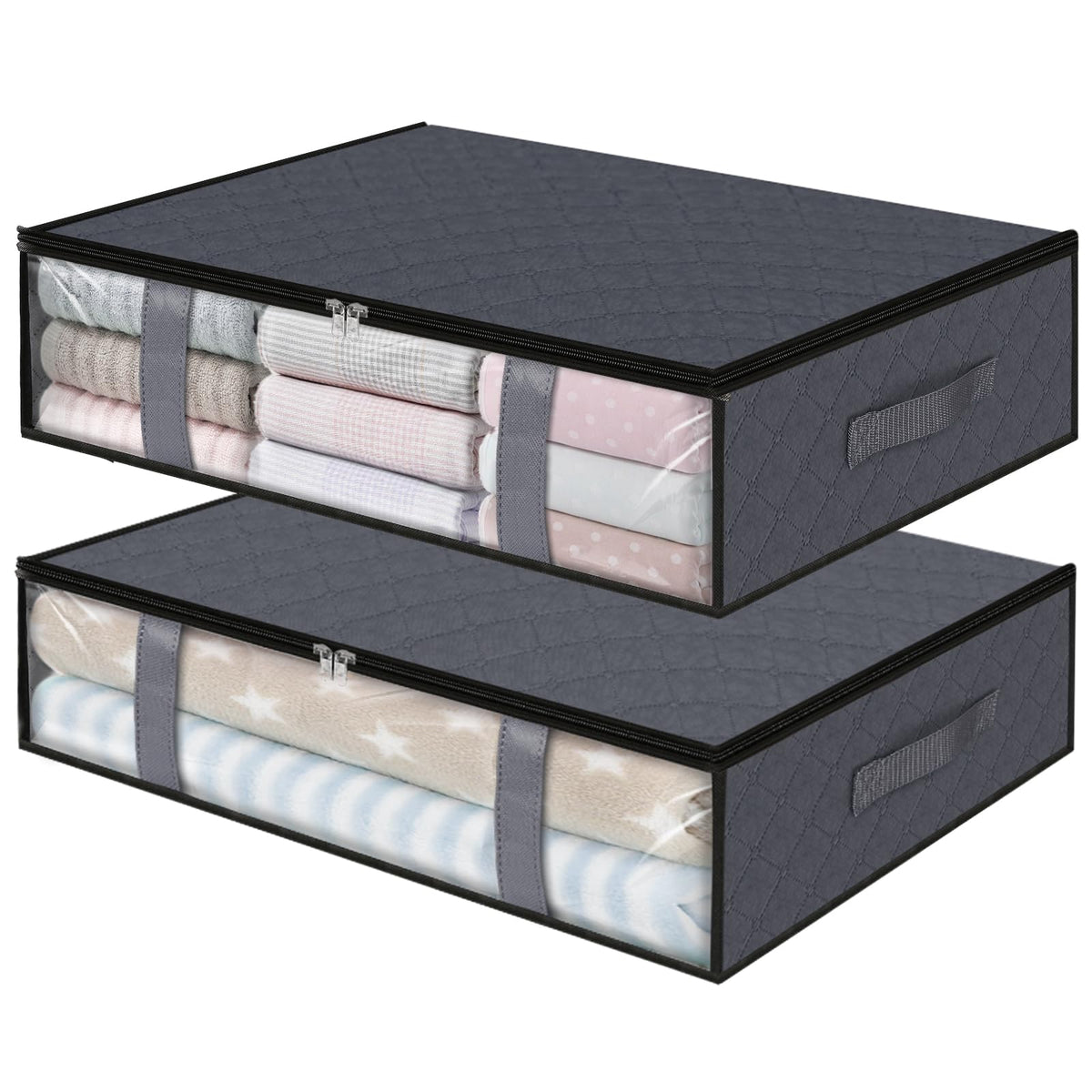 3 Pack Storage Bags, 40L Clothes Storage Containers, Foldable Storage Bins