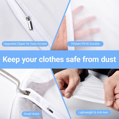 Garment Bags for Hanging Clothes 24"X48"Suit Bags for Closet Storage Plastic Waterproof Suit Cover Bags with Zipper for Suit, Sweaters, Coat Protector Travel Closet Clothing