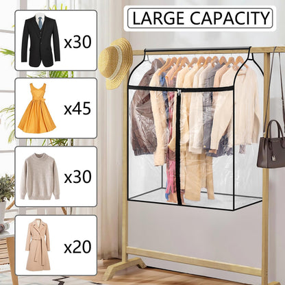 Hanging Garment Bag for Closet Winter Clothes Storage with Clear Window Coat Rack Cover Large Clothing Bags with Zipper Dust Proof Dress Protector (Big)