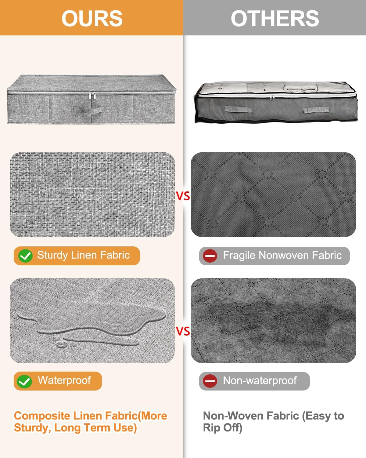 punemi 6.7 in Tall Sturdy Under Bed Storage Containers with Lid, 2Pack,Gray