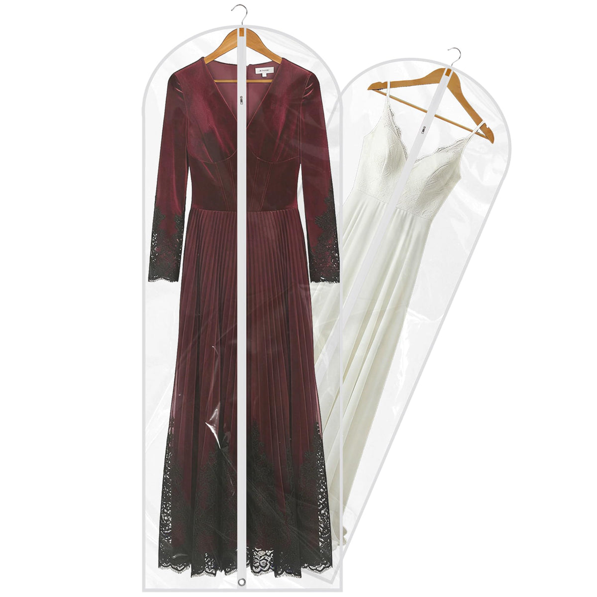 36” All Clear Garment Bags for Women Suit Bags - PEVA Waterproof Suit Cover with Zipper for,Hanging Clothes, Coats - Durable Dresser for Closet Storage, Dustproof & Moisture Resistant - 36”/12 Pack