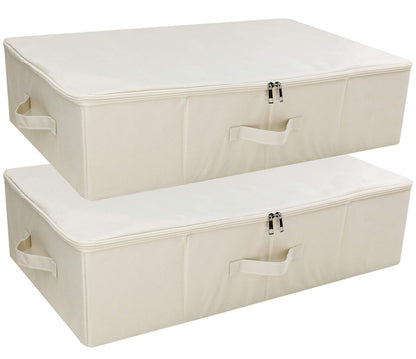 Folding Fabric Rigid Under Bed Closet Storage Bins with Zip Lid,Black Gray