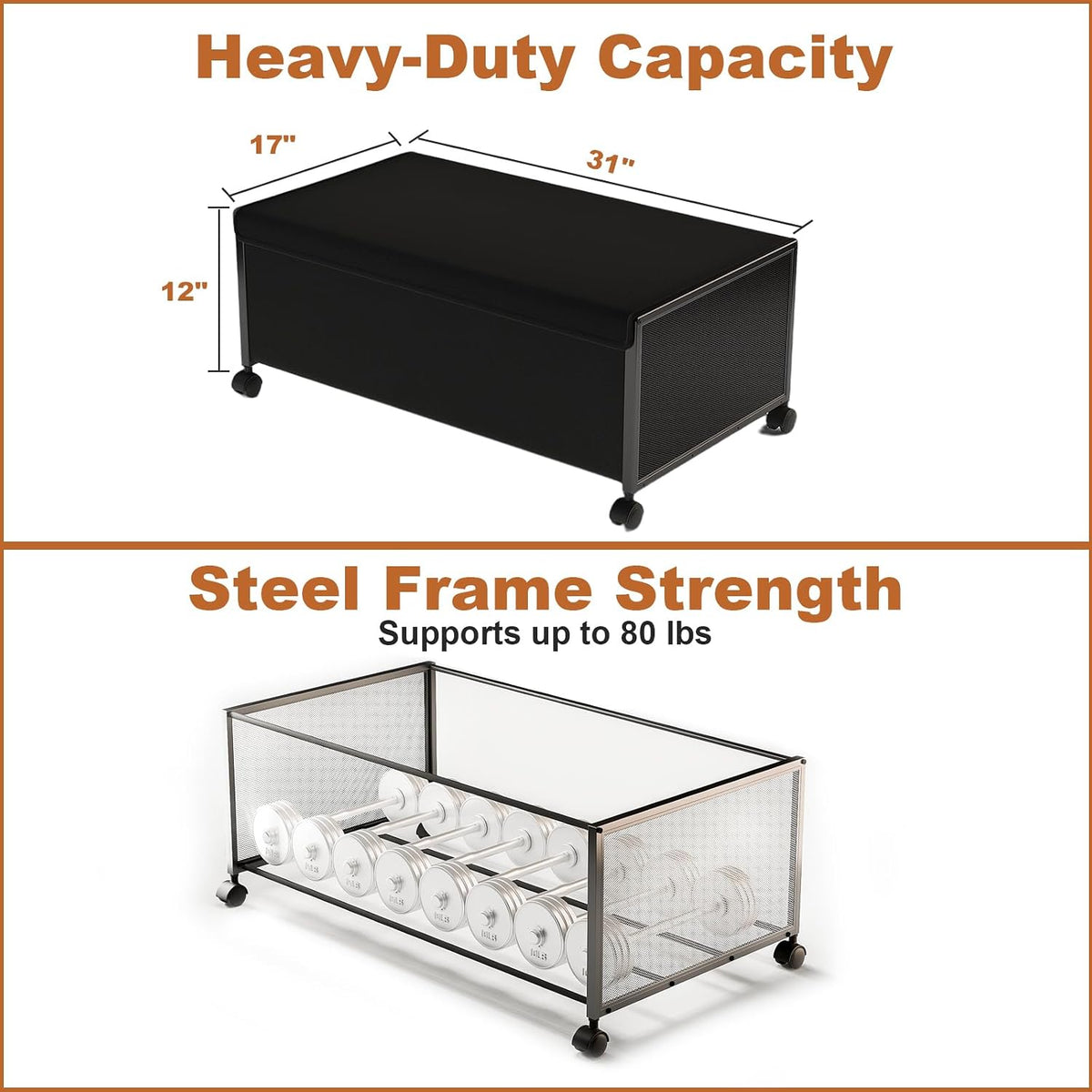 Fokyfok 2Pack Under Bed Storage Containers,12 inch Height,31 inch Long
