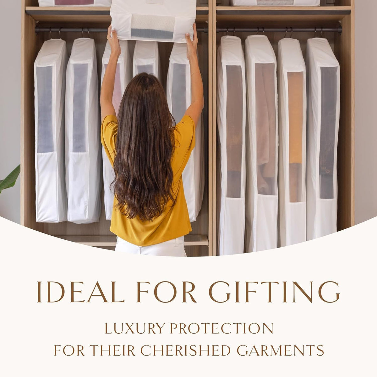 Hayden Hill Luxury Organic Cotton Garment Storage Bags - Long 58" + Short 40" - Hanging Clothes Bag for Dresses & Suits - Breathable & Moth Proof - Carbon Neutral