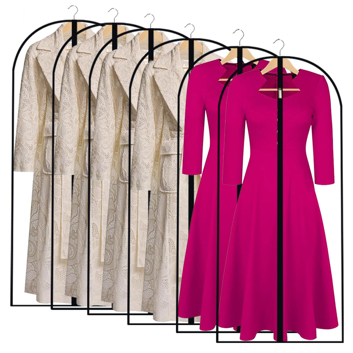 Garment Bags for Hanging Clothes 24"X48"Suit Bags for Closet Storage Plastic Waterproof Suit Cover Bags with Zipper for Suit, Sweaters, Coat Protector Travel Closet Clothing