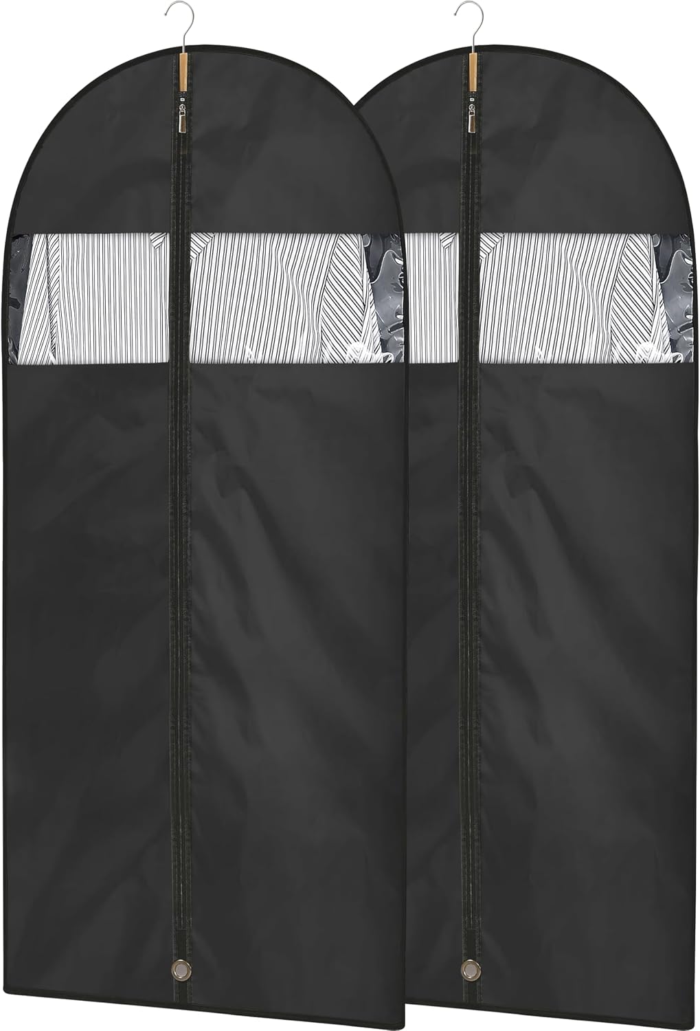 Garment Bags for Hanging Clothes, 50" Suit Bags for Closet Storage, 2-Pack Garment Covers with Clear Window, Foldable Clothing Bags for Suits, Jackets & Dresses (Black)