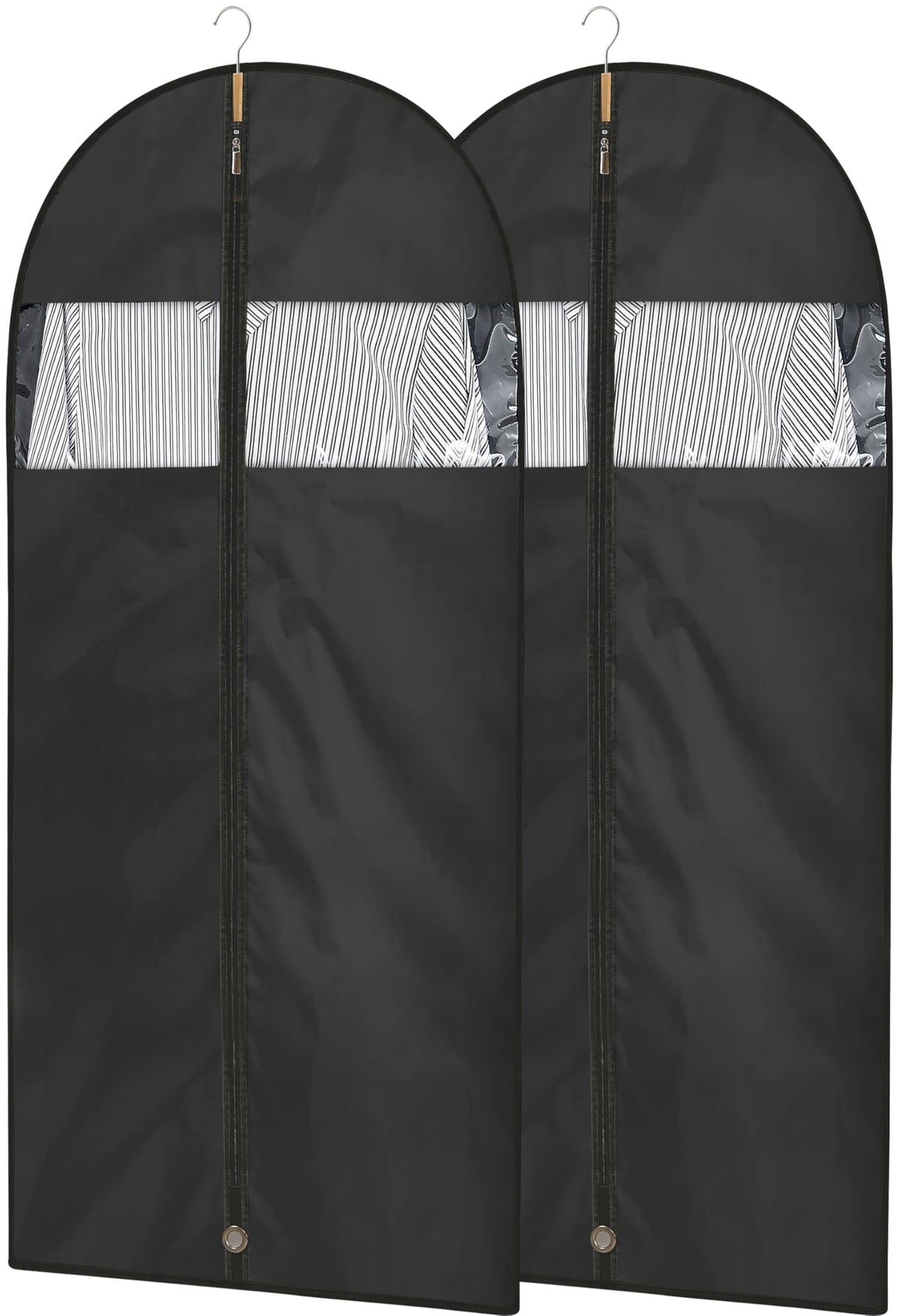 Garment Bags for Hanging Clothes, 50" Suit Bags for Closet Storage, 2-Pack Garment Covers with Clear Window, Foldable Clothing Bags for Suits, Jackets & Dresses (Black)