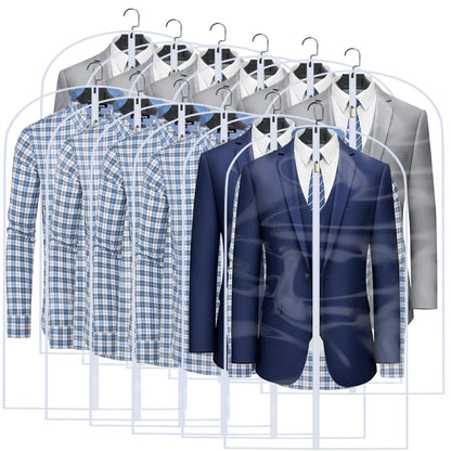 Garment Bags for Hanging Clothes 12 PCS Transparent Waterproof Dustproof Storage for Wardrobe Storage Suit Covers for Closet Cloth Cover Washable Clear Reuse Full Zipper for Suits Gowns 24''x40''