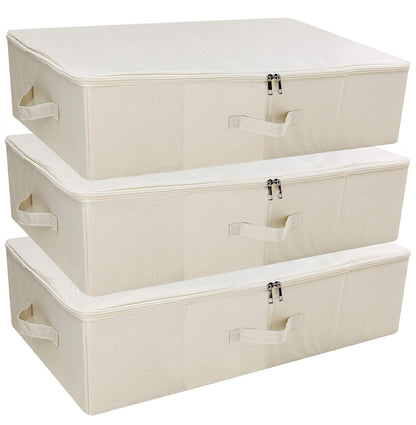 Folding Fabric Rigid Under Bed Closet Storage Bins with Zip Lid,Black Gray