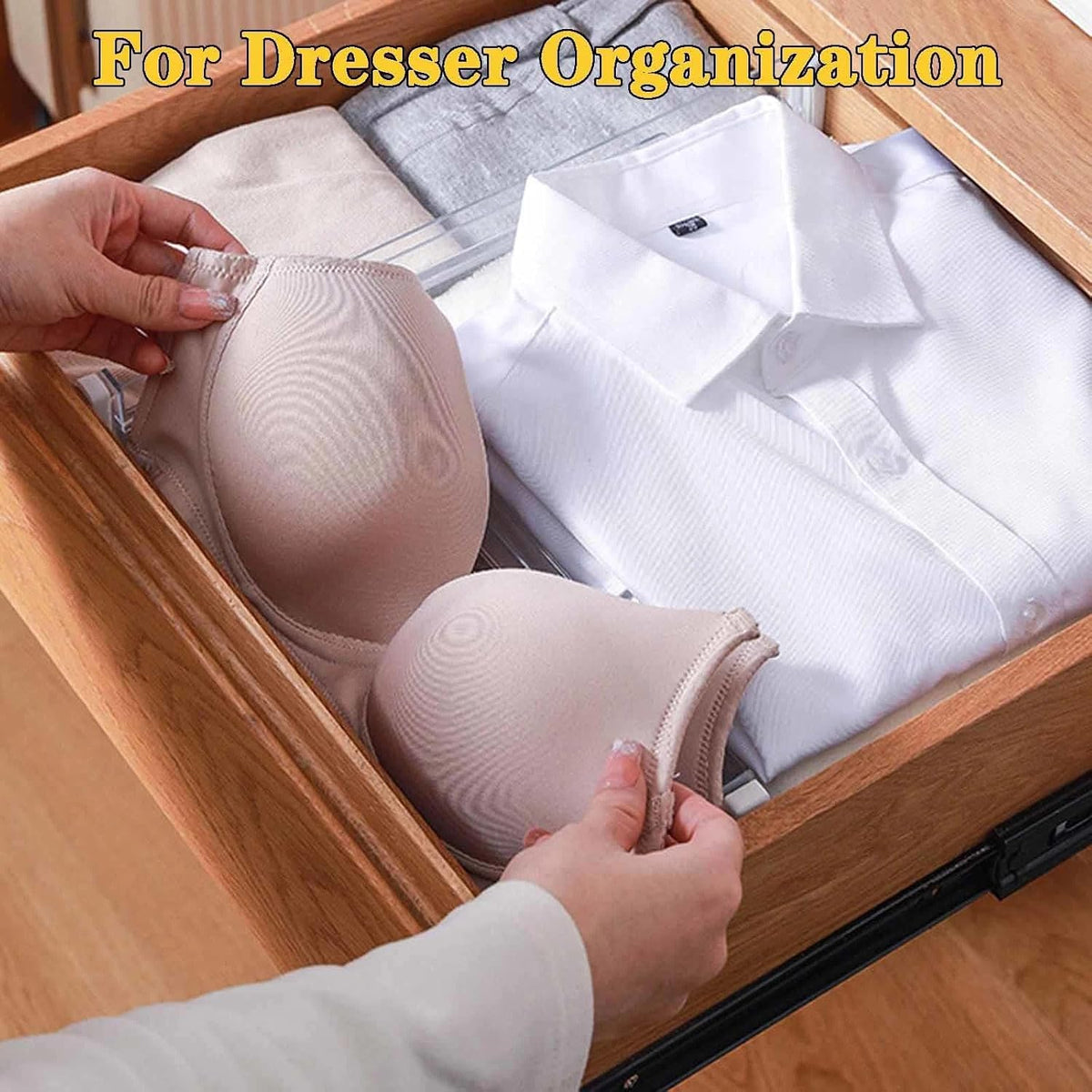 4 Pcs Drawer Dividers for Clothes,3.15" High 11.34"-19.69" clear