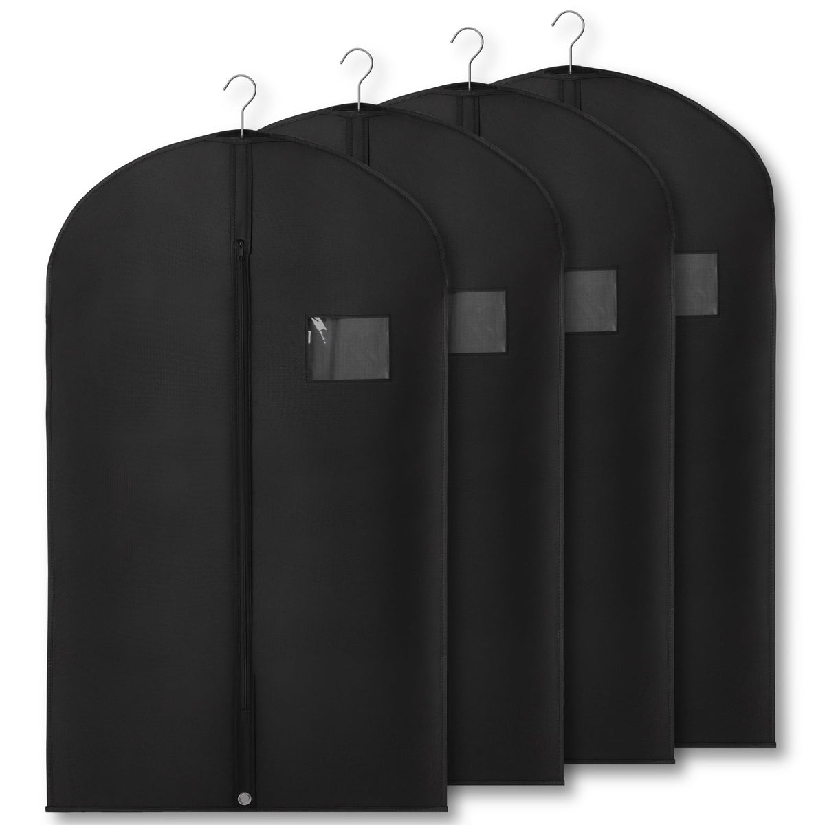 2-Pack Breathable Garment Bags for Hanging Clothes – Dust-Proof Suit & Dress Covers with Clear Window – Waterproof, Foldable Closet Storage Organizer for Coats, Gowns, and Jackets (White, 40")