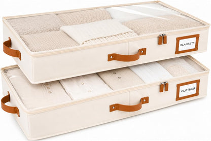 HOMELUX THEORY Under Bed Storage, Low Profile 2pc with Lid, Ivory