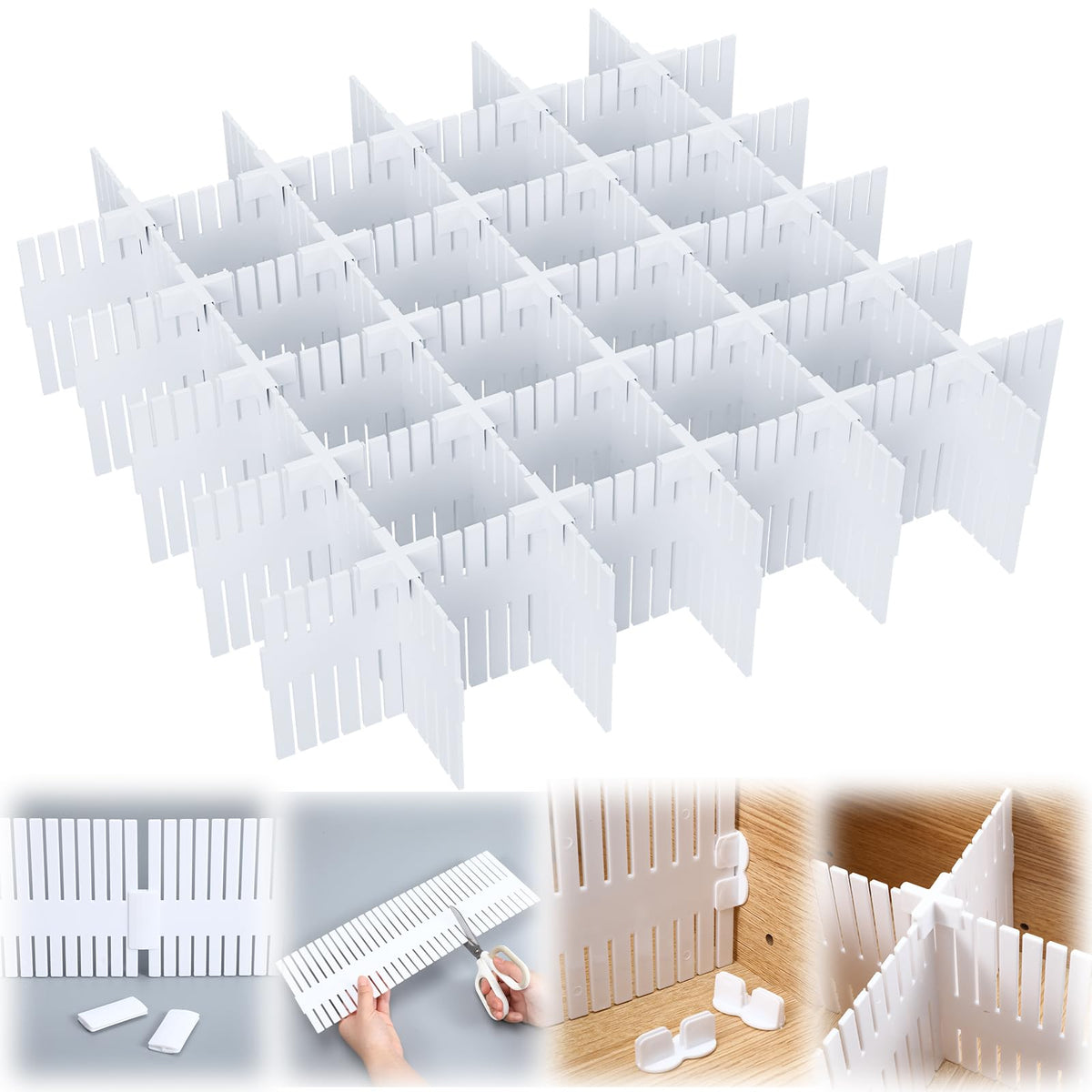 Blosssound 15 Pcs 5.12 Tall Drawer Divider, Adjustable Organizer, White